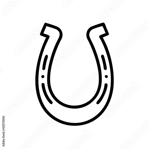 Simple black line art horseshoe design for good luck.