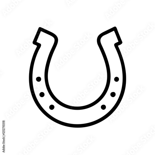Simple black line art horseshoe design for good luck.