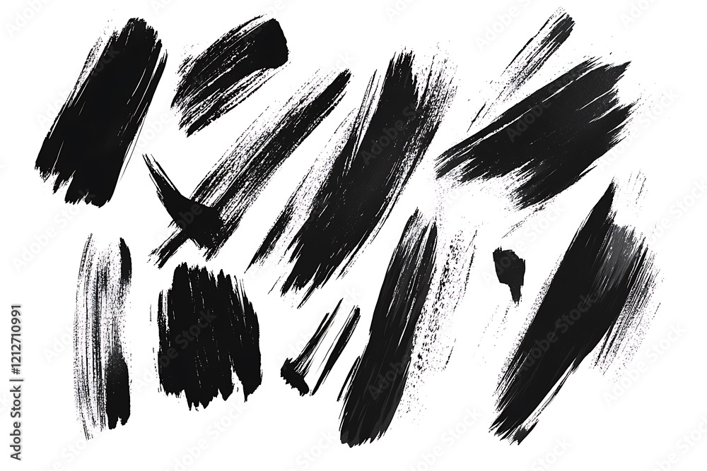 Set of Black paint strokes on a blank background Set of Black paint strokes on a blank background