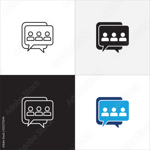 Business conference icon.Project meeting icons. Icon suitable for symbol of online meeting, presentation, business briefing, seminar, plan explanation, presenting, presenter. Vector illustration