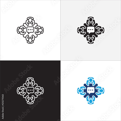Business conference icon.Project meeting icons. Icon suitable for symbol of online meeting, presentation, business briefing, seminar, plan explanation, presenting, presenter. Vector illustration