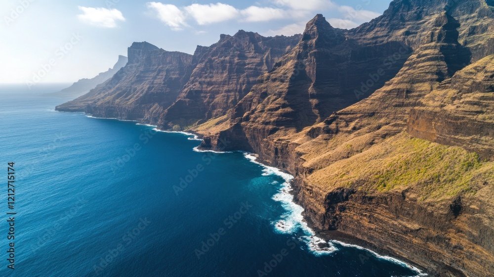 Obraz premium Dramatic Coastal Cliffs Ocean Landscape View