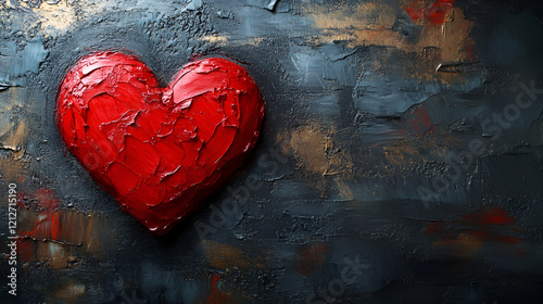 A minimalist red heart drawn with a single brushstroke
