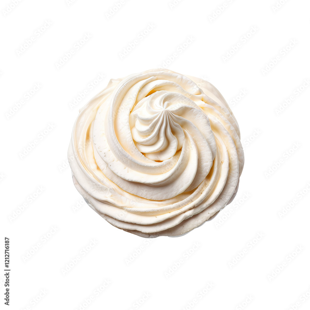 Whimsical Cream Delight: Top-down shot of a swirl of creamy dessert, its inviting texture promising a sweet and satisfying indulgence. Whimsical Cream Delight: Top-down shot of a swirl of creamy dessert, its inviting texture promising a sweet and satisfying indulgence.