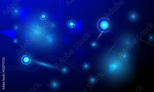 blue lines polygon high technology circuit connecting network abstract background