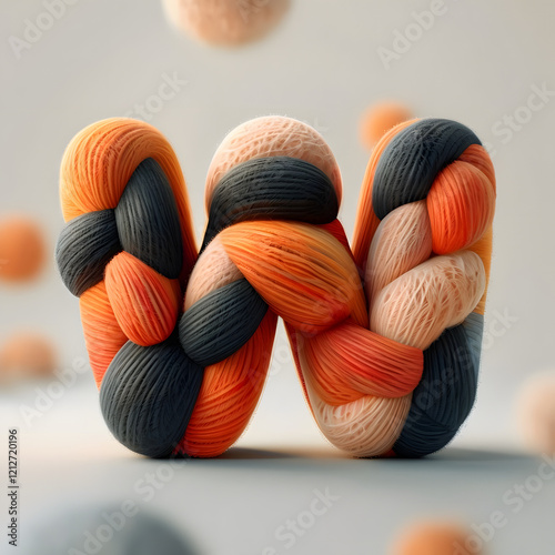 W letter monogram with wool vibrant with beautiful colors 