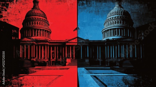 Divided Capitol Building Represents Political Polarization photo