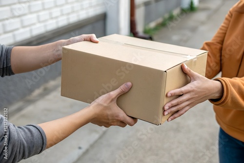 Wallpaper Mural Hands Exchanging Package in Urban Setting Torontodigital.ca