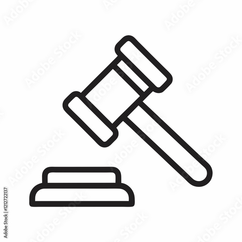 Judge Court Gavel Outline vector Illustration.