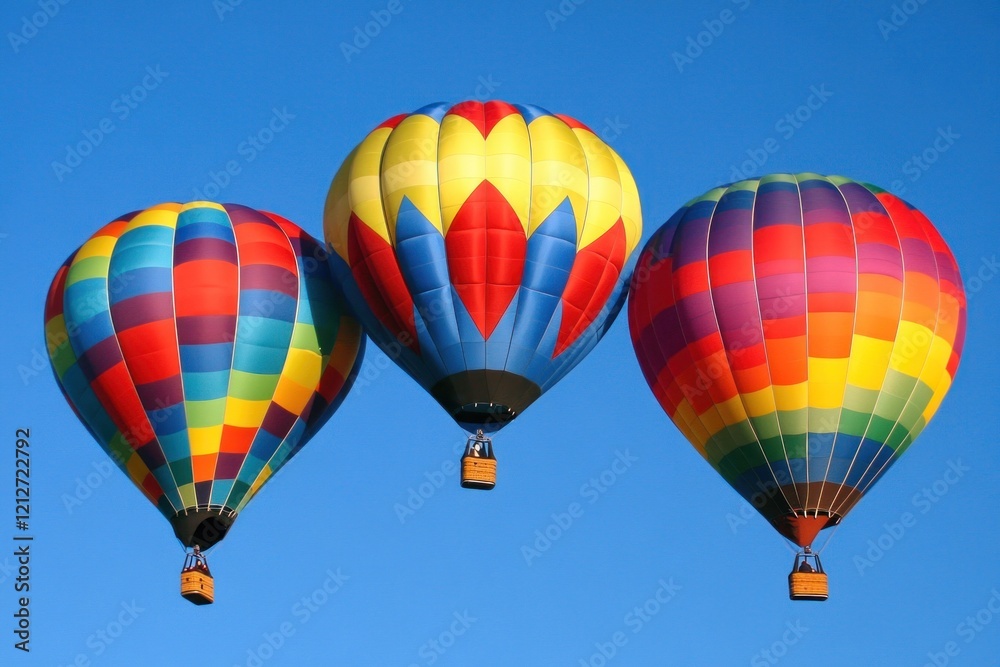 Obraz premium Colorful hot air balloons festival flight blue sky