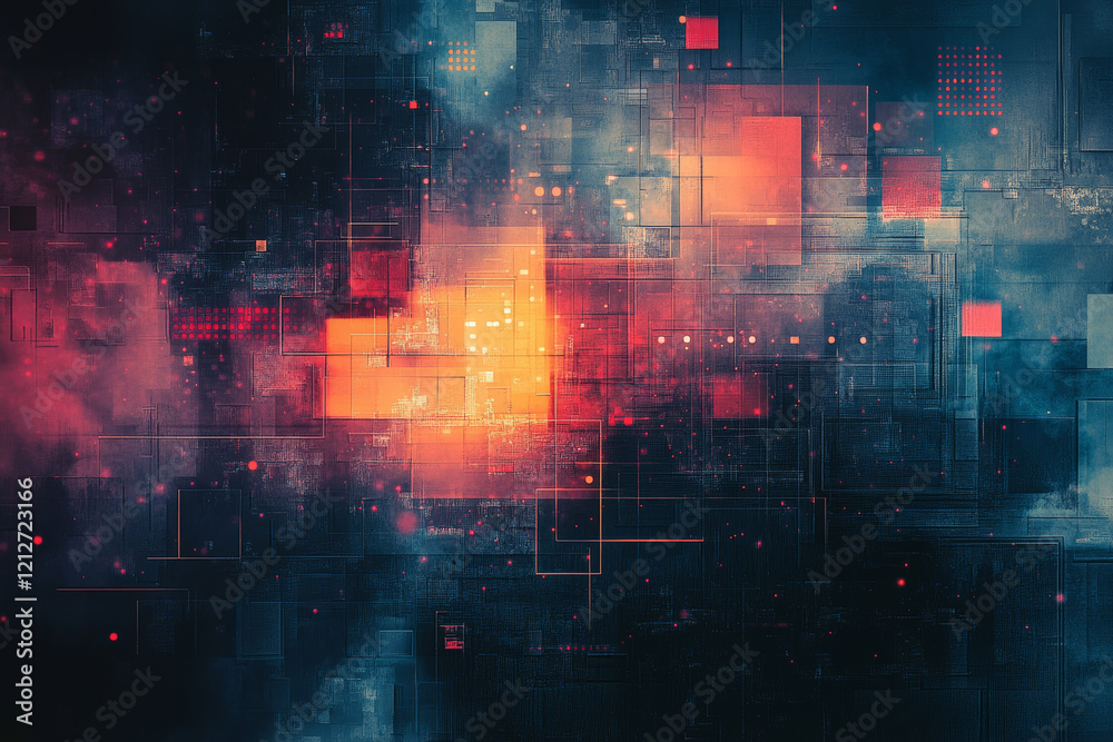 Fototapeta premium Abstract Digital Composition of Binary Themes With Geometric Shapes