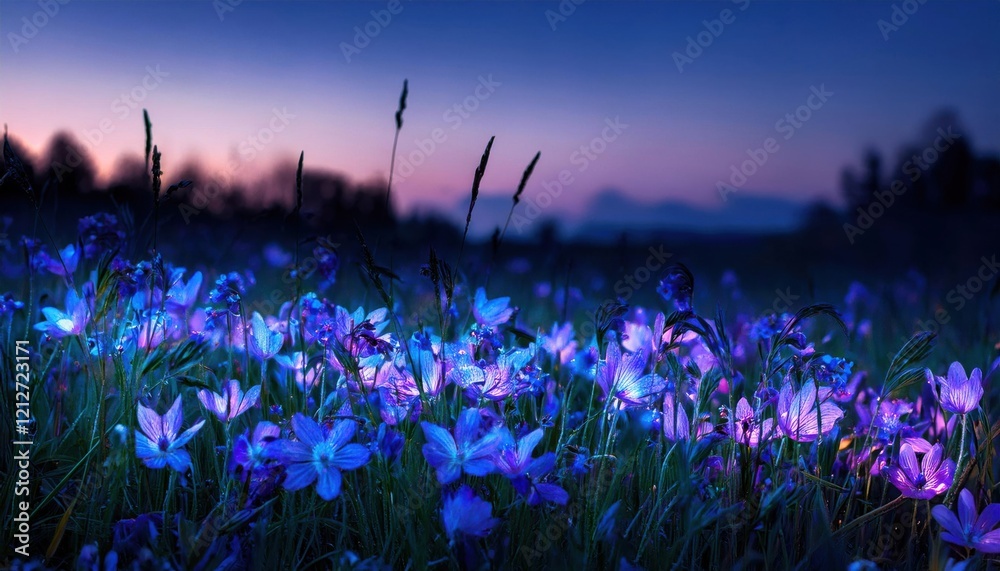Φωτογραφία Vivid flowers bloom vibrantly as dusk settles, capturing the essence of spring in nature's embrace