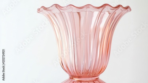 Vintage pink fluted glass bud vase isolated on white elegant home decor piece for floral arrangements or vintage collections