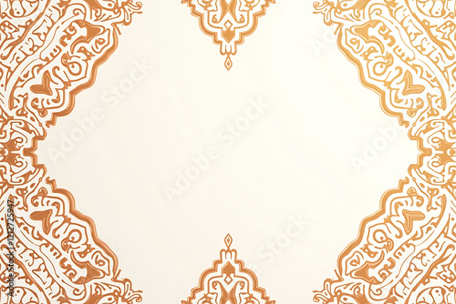Traditional Islamic pattern with pastel colors and gold accents for Ramadan greetings