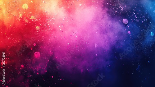 Dynamic Color Burst of Powder Pigments Against Dark Background for Holi Festival Celebration in Vivid Reds, Blues, and Purples photo