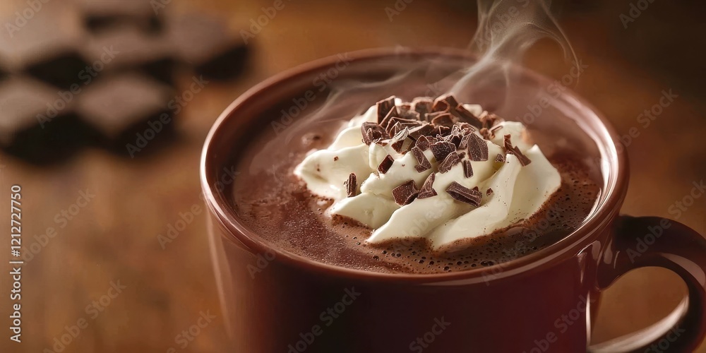 Cup of hot chocolate with whipped cream on top Cup of hot chocolate with whipped cream on top