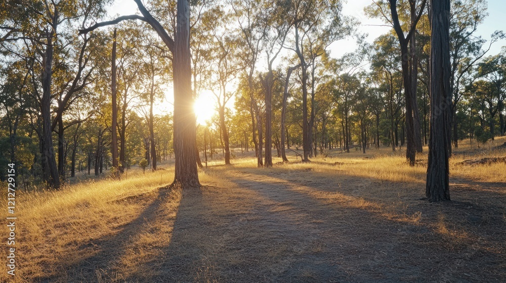 custom made wallpaper toronto digitalGolden Sunset Through Tall Trees In A Forest