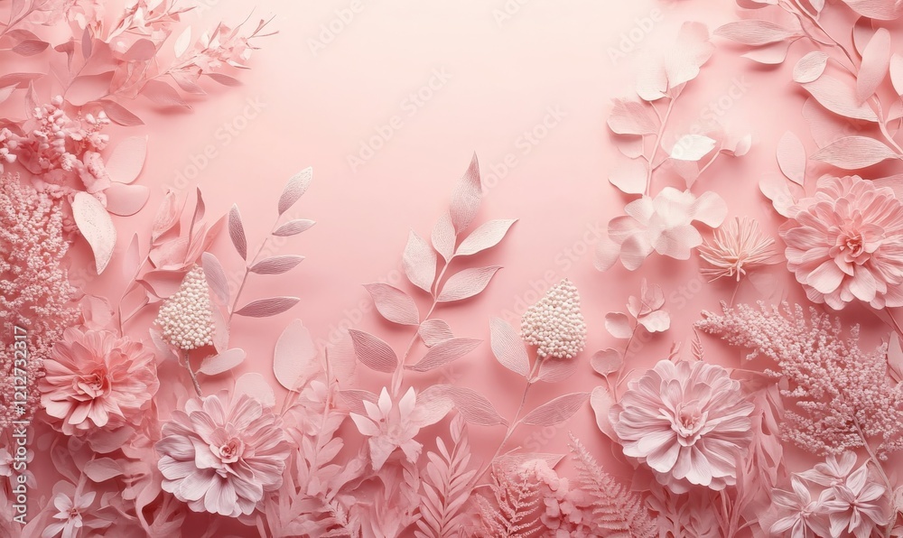 Pastel pink floral backdrop with delicate layered flowers, abstract floral, botanical style, dreamy atmosphere Pastel pink floral backdrop with delicate layered flowers, abstract floral, botanical style, dreamy atmosphere