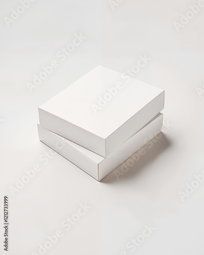 Stacked white boxes on a light surface presenting a simple and modern storage solution for various items