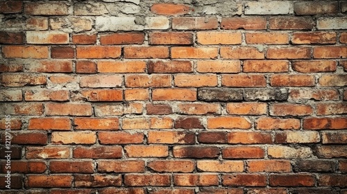 Weathered vintage brick wall background with peeling plaster highlighting rustic charm and historical texture for design and decor projects.