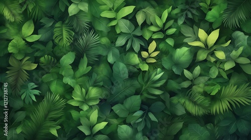 A lush green forest with many leaves and branches
