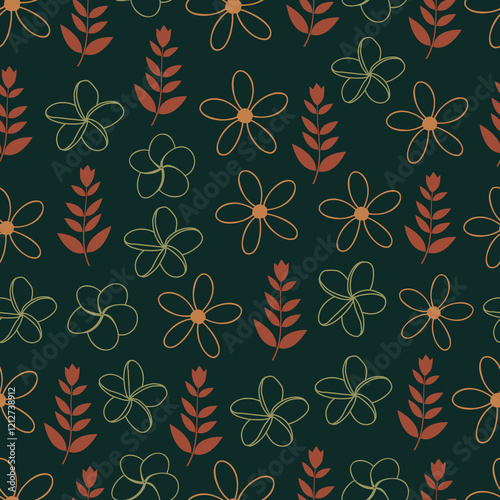 Plumeria flowers seamless pattern. Floral allover print surface design of tropical frangipani flower