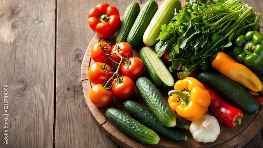 Fresh market vegetables on rustic table Fresh market vegetables on rustic table