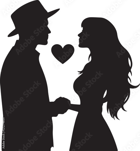 Romantic couple silhouette