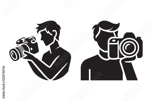 Professional Photographer Silhouette Icon Vector Illustration