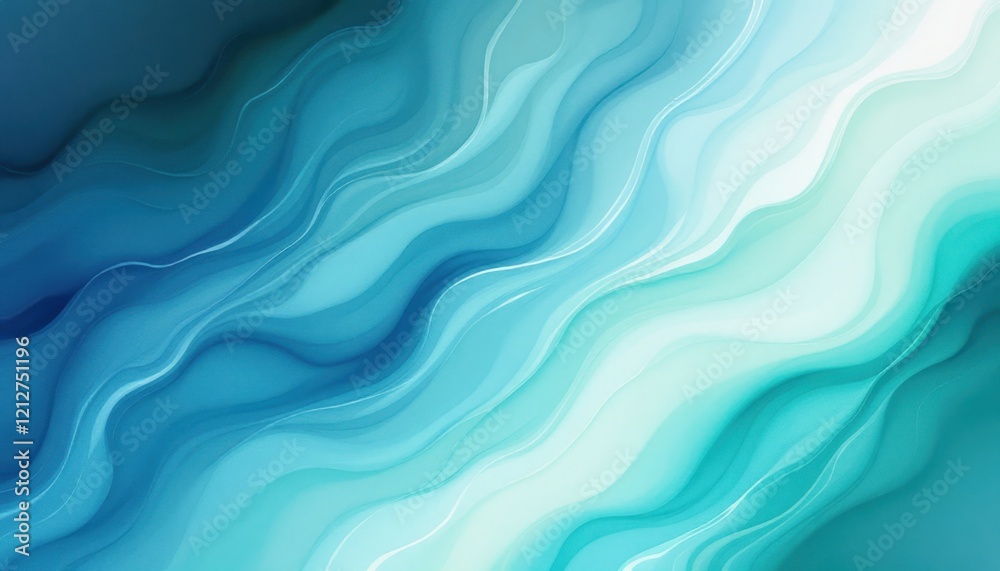 Abstract blue and turquoise waves with fluid curves and soft gradient Abstract blue and turquoise waves with fluid curves and soft gradient