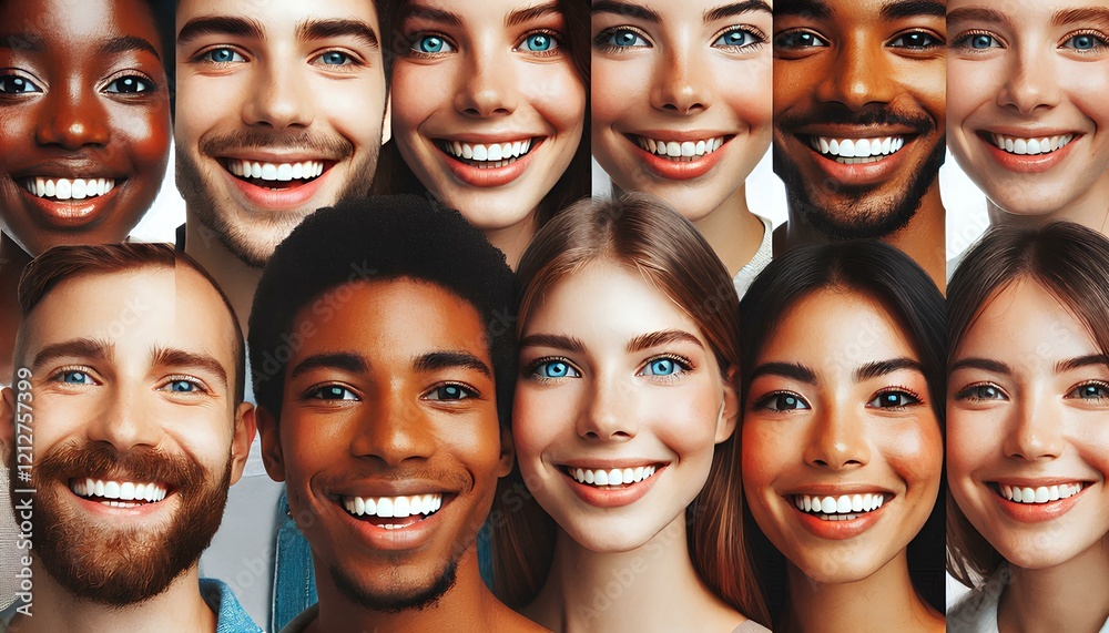 Diverse Group of People Smiling Happily Diverse Group of People Smiling Happily