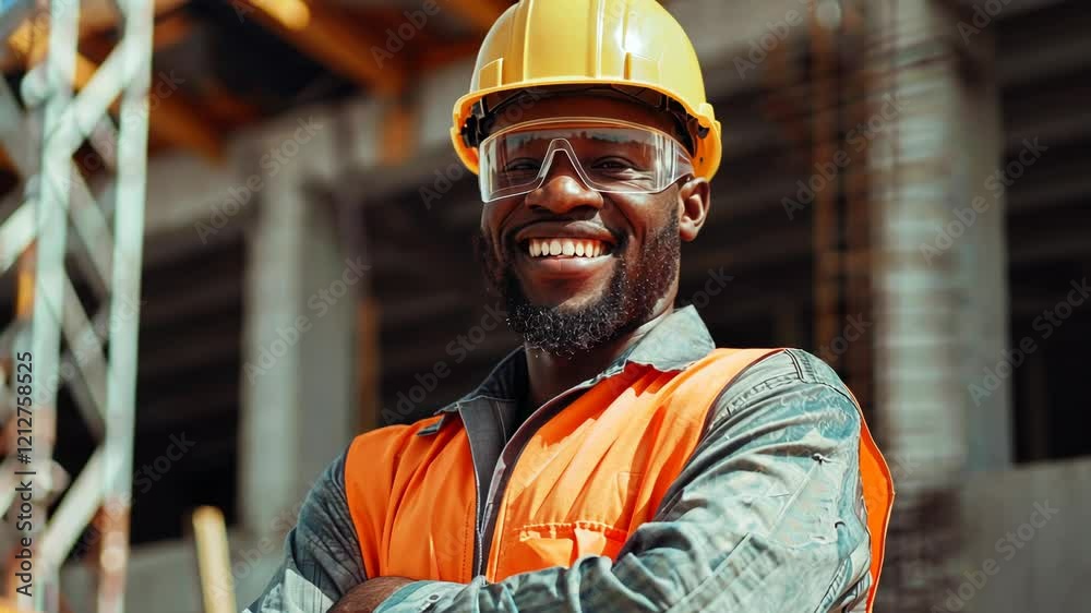 Construction worker in protective gear