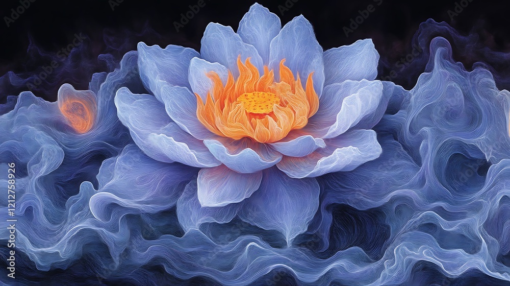 Obraz premium Serene Blue Lotus Flower in a Dreamlike Haze
