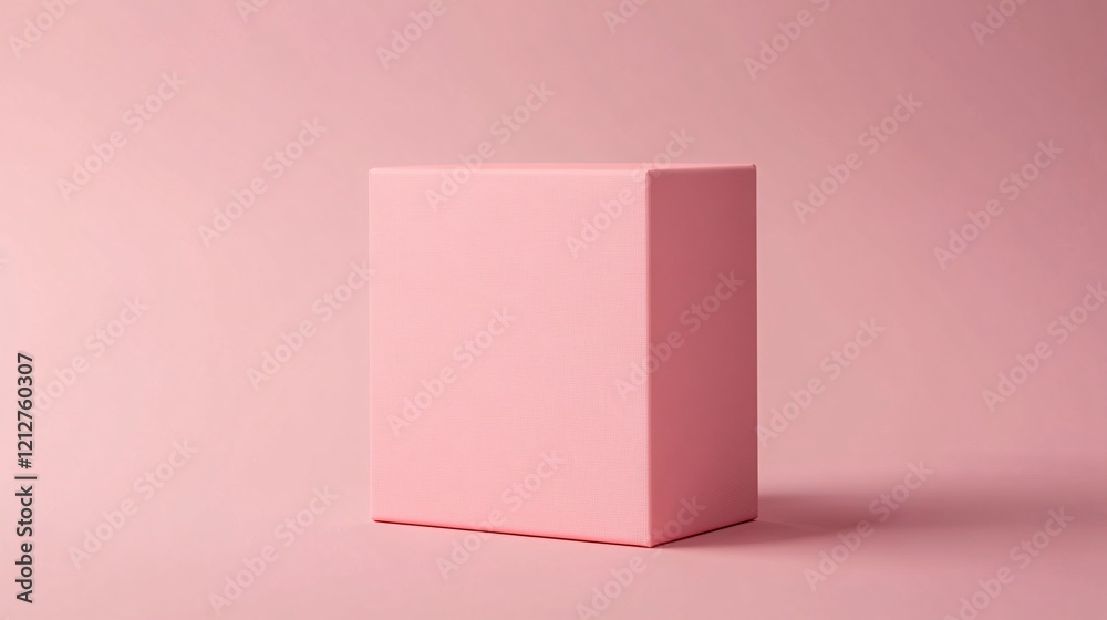 Obraz premium Pink cube standing on pink background representing minimalist concept