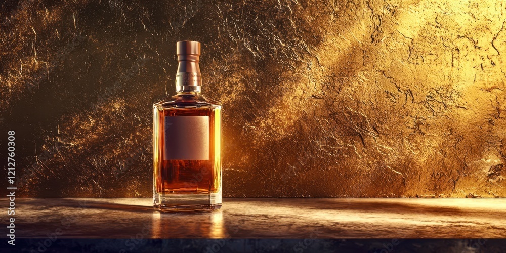 Naklejka premium Bottle of liquor is on a table