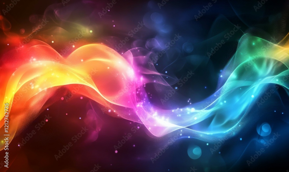 Obraz premium Vibrant abstract data stream background with colorful light streaks and particles symbolizing digital information flow