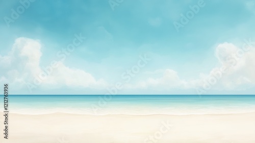 A beautiful blue ocean with a white sandy beach