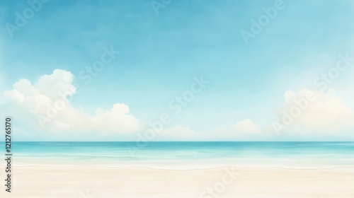 A beautiful blue ocean with a few clouds in the sky
