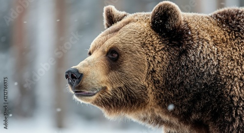 Wallpaper Mural Majestic brown bear in a snowy forest landscape Torontodigital.ca