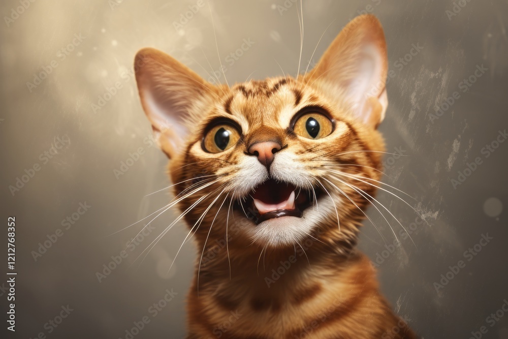 Obraz premium Portrait of a happy cheetoh cat on plain white digital canvas