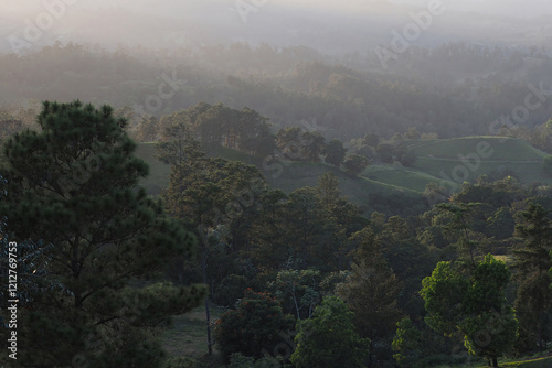 Mountains and hills in Dominican Republic landscape. photo