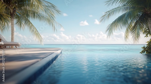 Tranquil Poolside Paradise Ocean View Relaxation