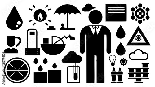 Simple Icons Black White Symbols Minimalist Designs Everyday Objects