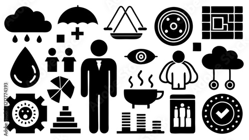 Simple Icons Black White Symbols Minimalist Designs Everyday Objects