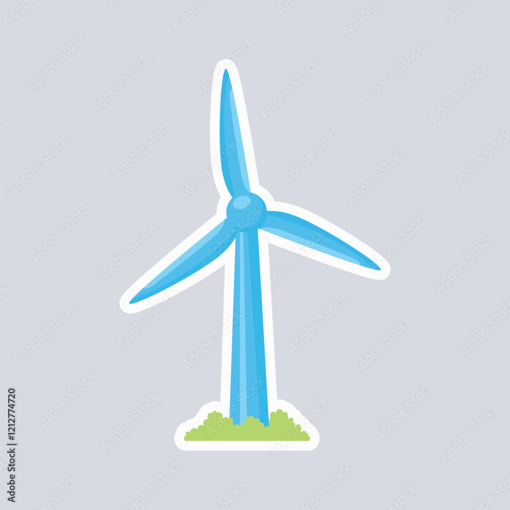 Wind turbine ecology sticker in flat design. Renewable energy eco badge. Vector illustration isolated. Wind turbine ecology sticker in flat design. Renewable energy eco badge. Vector illustration isolated.