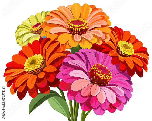 Vibrant Gerbera Daisy Bouquet Colorful Flowers Pink Yellow Orange Red Petals