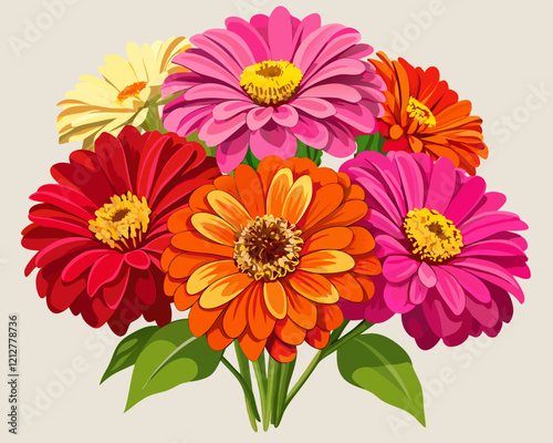 Vibrant Gerbera Daisy Bouquet Colorful Flowers Pink Yellow Orange Red Petals