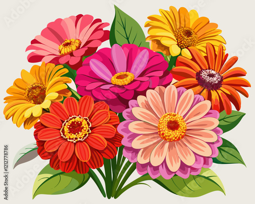 Vibrant Gerbera Daisy Bouquet Colorful Flowers Pink Yellow Orange Red Petals