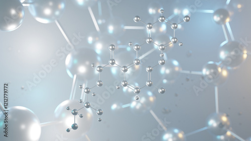 mirdametinib molecular structure, 3d model molecule, hydroxamic acid ester, structural chemical formula view from a microscope photo