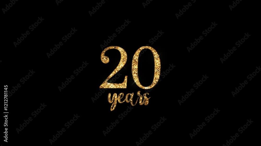 Congratulations on 20 years with alpha channel, golden congratulations, twenty years Congratulations on 20 years with alpha channel, golden congratulations, twenty years